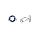 Silver cufflinks with blue stone on a white background