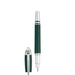 Fountain pen with green and silver design on a white background