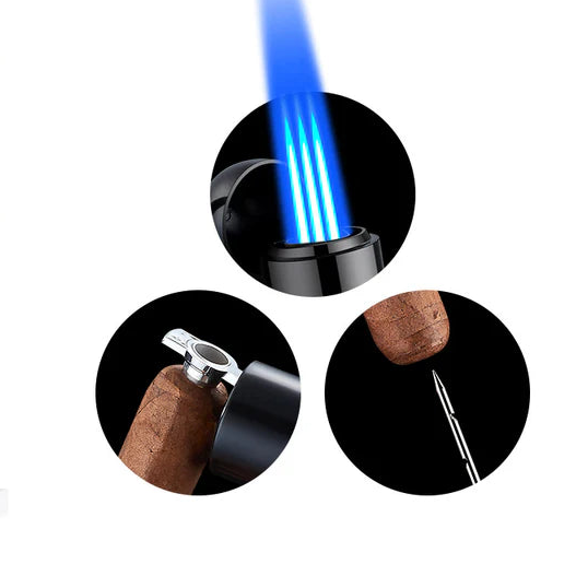 Regal Quad Cigar Lighter-Silver/Silver