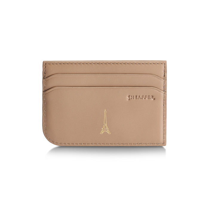 Sheaffer 100 Emily in Paris Champagne Gold Ballpoint Pen with Champagne Gold Trim and Full-Grain Credit Card Holder