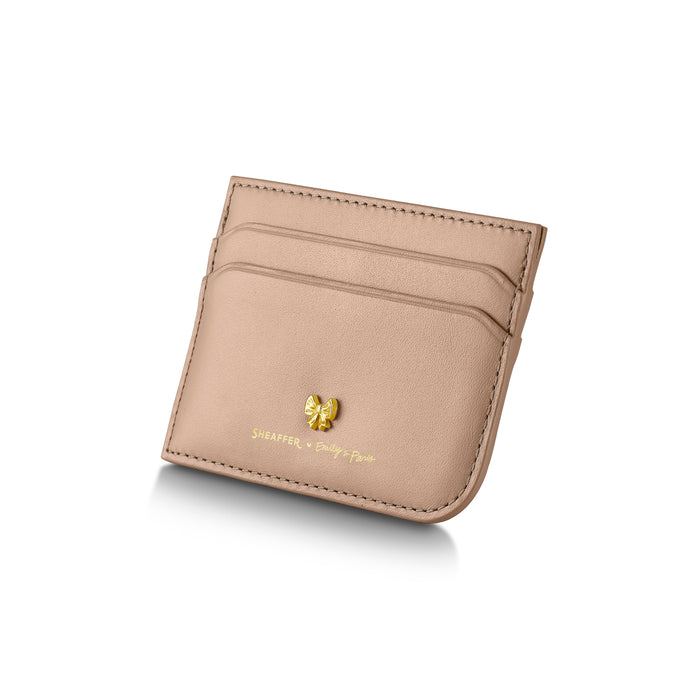 Sheaffer 100 Emily in Paris Champagne Gold Ballpoint Pen with Champagne Gold Trim and Full-Grain Credit Card Holder