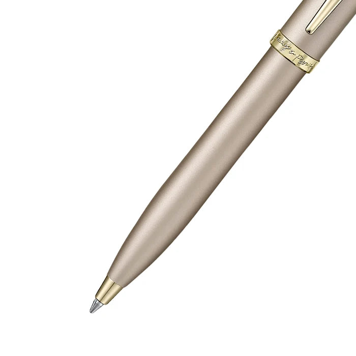 Sheaffer 100 Emily in Paris Champagne Gold Ballpoint Pen with Champagne Gold Trim and Notebook
