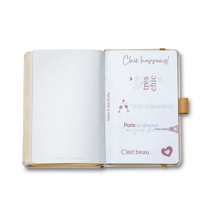 Sheaffer 100 Emily in Paris Champagne Gold Ballpoint Pen with Champagne Gold Trim and Notebook