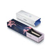 The box of a sleek Sheaffer 100  Emily in Paris rollerball pen in a metallic champagne gold lacquer finish with champagne gold  trims and adorned with a bow-shaped emblem on the clip. Model E1937751