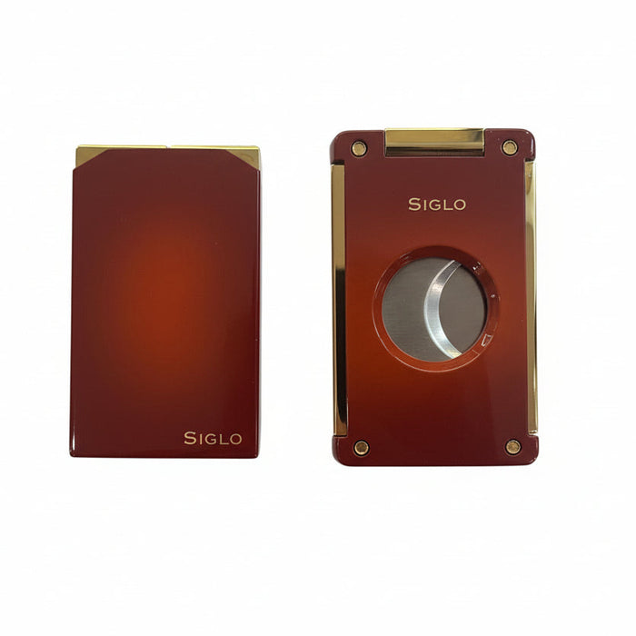SIGLO Twin Lighter/Cutter Set-Burgundy