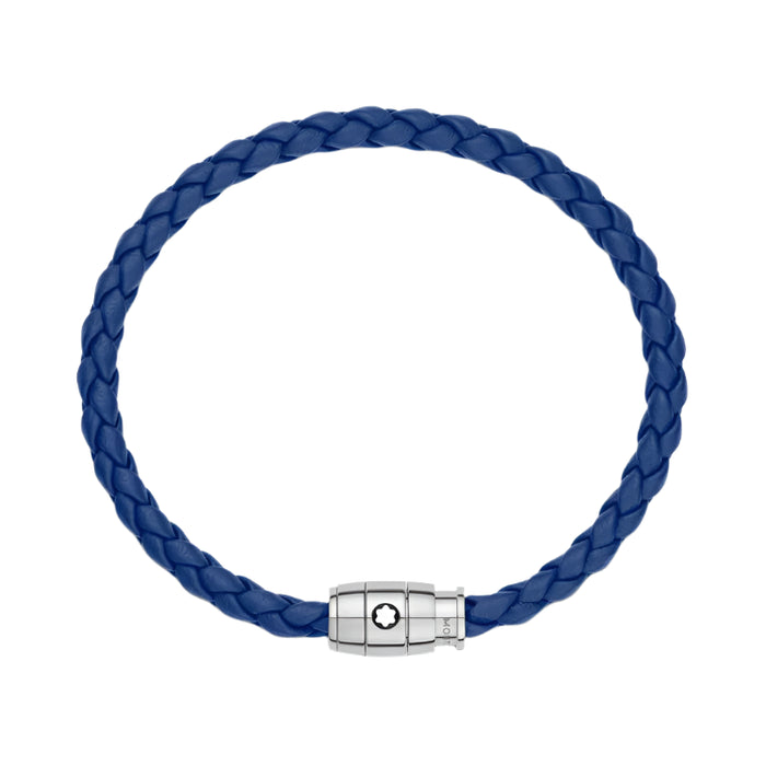 Montblanc Bracelet Steel 3 Rings Closing and Blue Leather