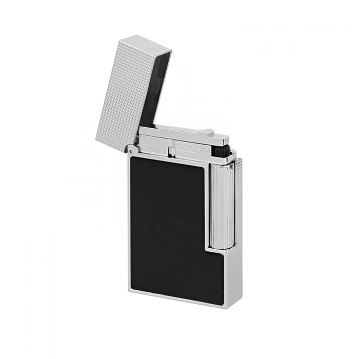 S.T. Dupont Ligne 2 Lighter-Black Lacquer & Palladium Micro Diamond Head